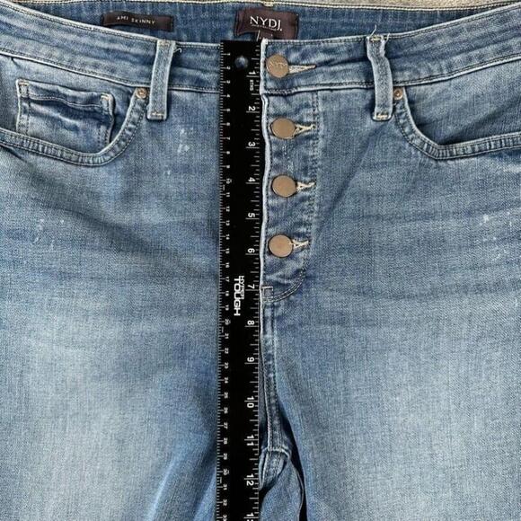 NYDJ Jeans Womens 12 LiftxTuck Technology Button Fly Ami Skinny Distressed Denim - Picture 10 of 13